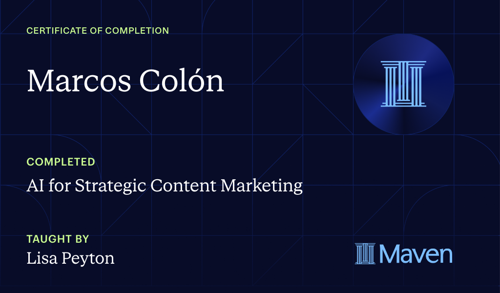 Certificate for AI for Strategic Content Marketing 