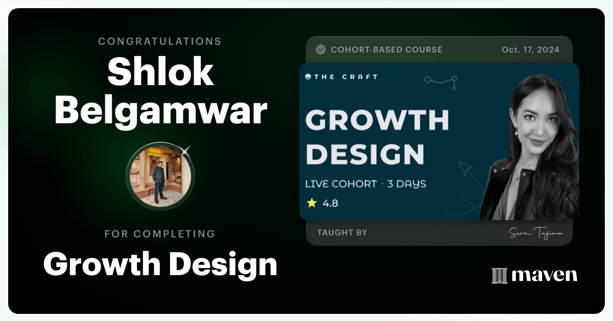 Certificate of Completion for Growth Design for a Sustainable Future