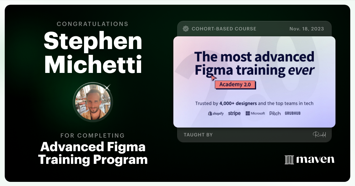 Certificate of Completion for Advanced Figma Training Program