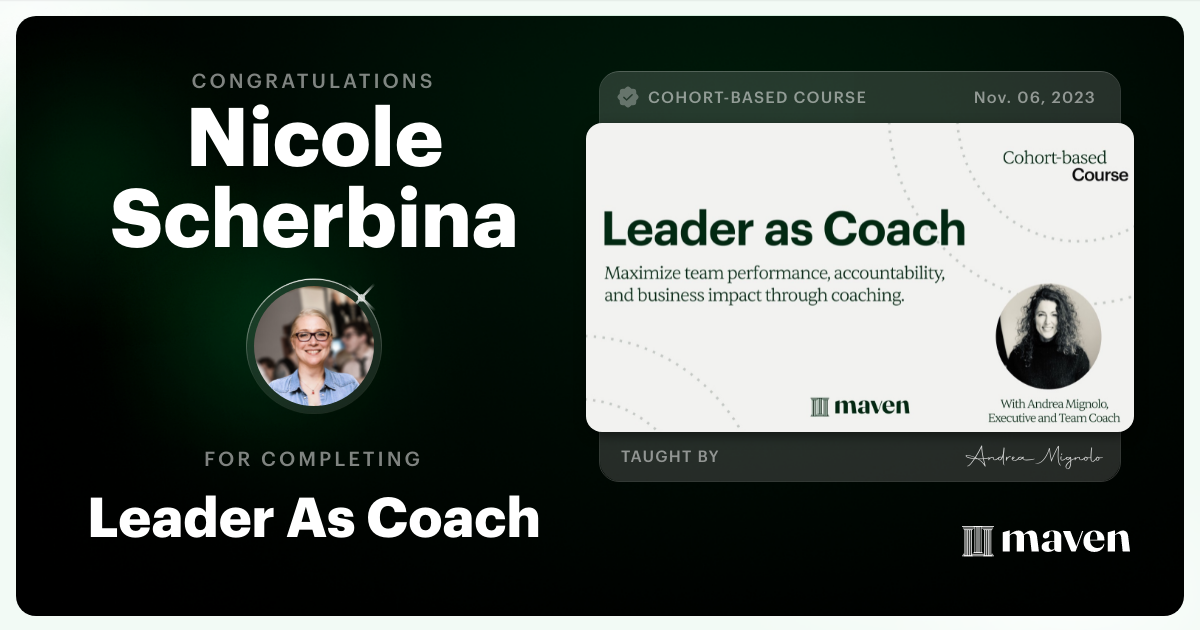 Certificate of Completion for Leader As Coach