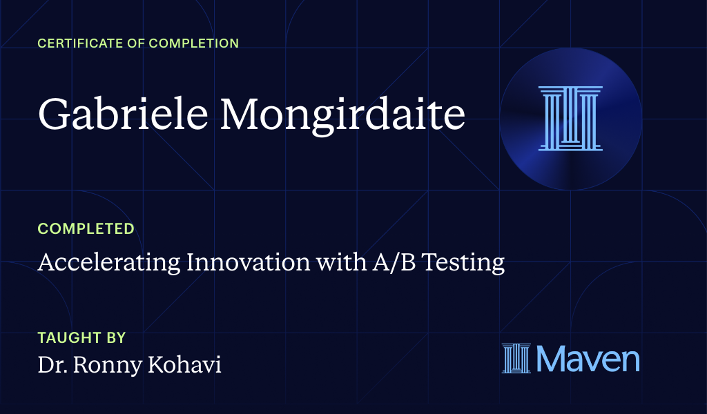 Certificate for Accelerating Innovation with A/B Testing