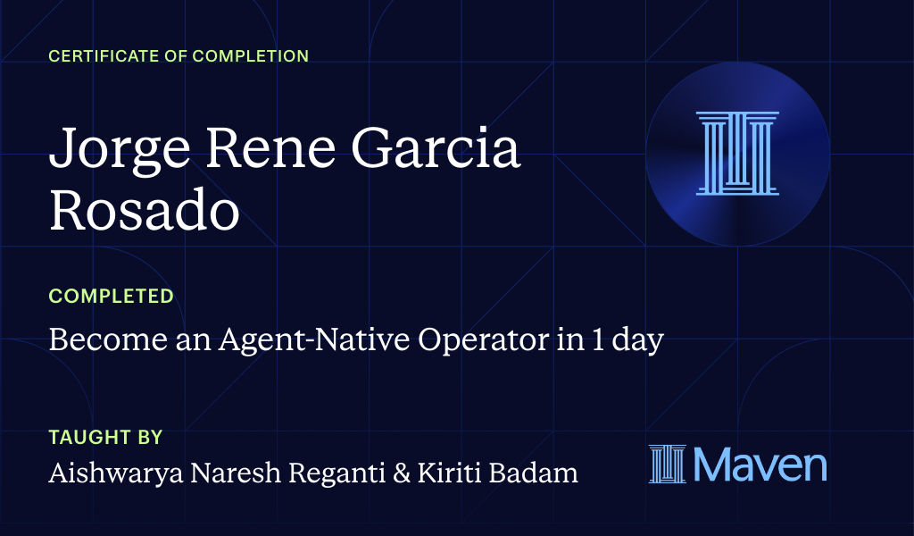 Certificate for Become an Agent-Native Operator in 1 day