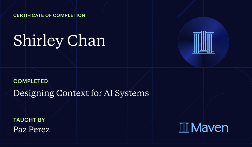 Certificate for Designing Context for AI Systems