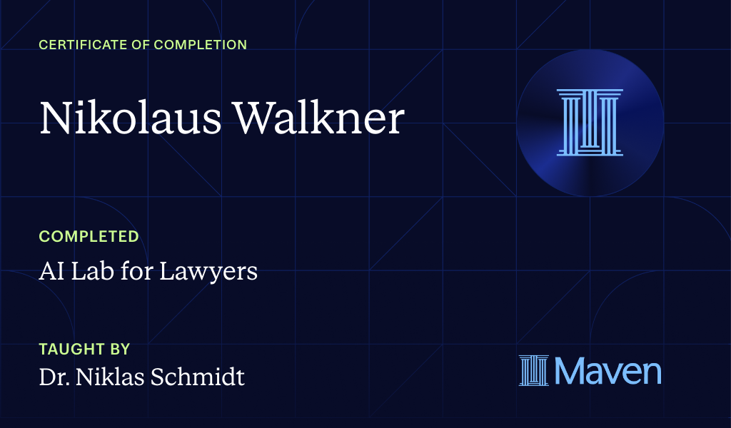 Certificate for AI Lab for Lawyers