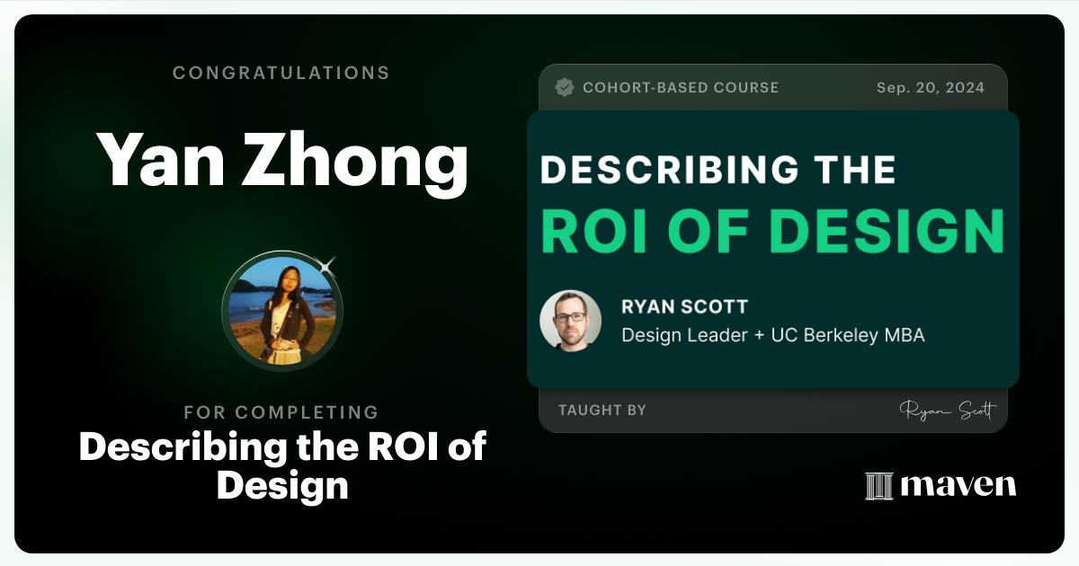 Certificate of Completion for Describing the ROI of Design