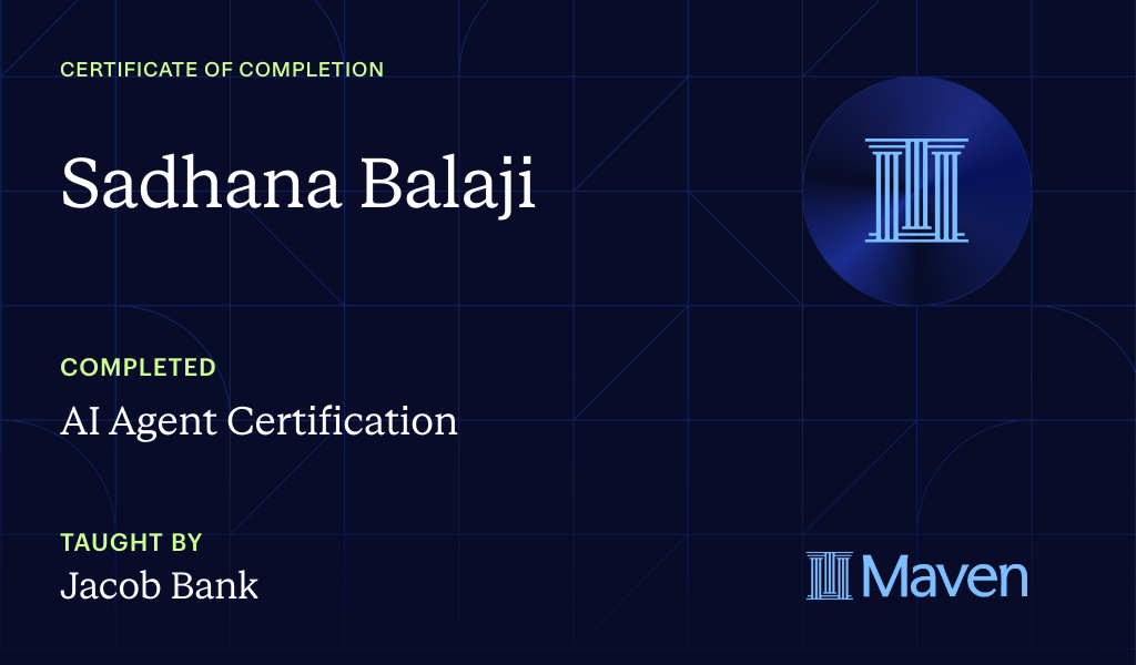 Certificate for AI Certification:  Agents & Workflows