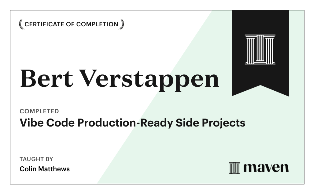 Certificate for Vibe Code Production-Ready Side Projects