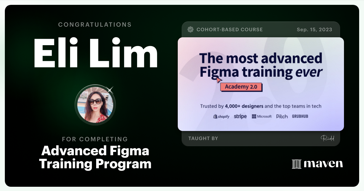 Certificate of Completion for Advanced Figma Training Program