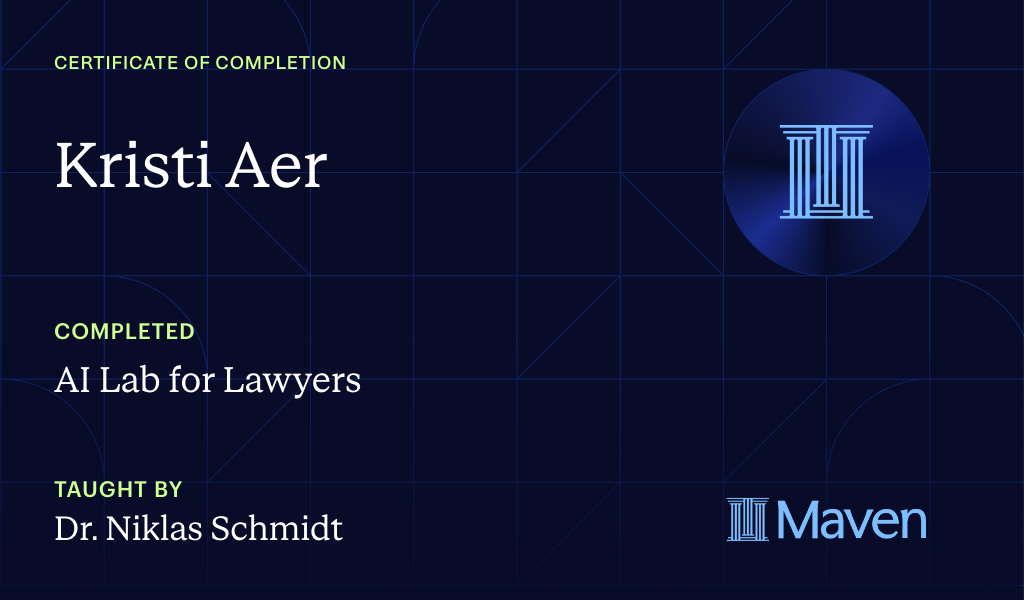 Certificate for AI Lab for Lawyers