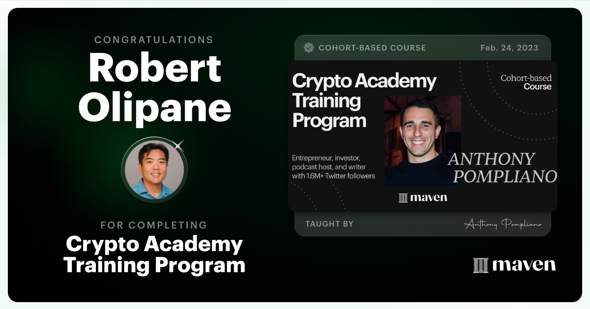 Certificate of Completion for Crypto Academy Training Program