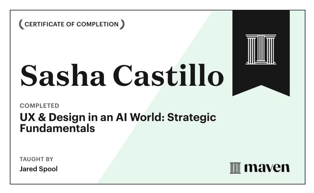 Certificate for UX & Design for Today's AI Functionality