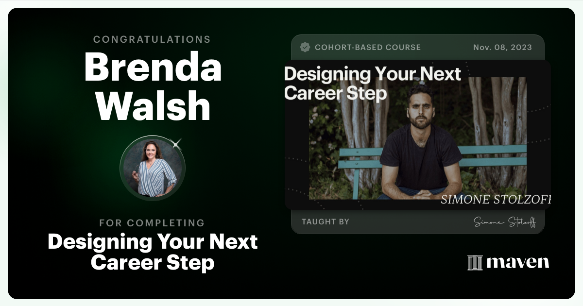 Certificate of Completion for Designing Your Next Career Step