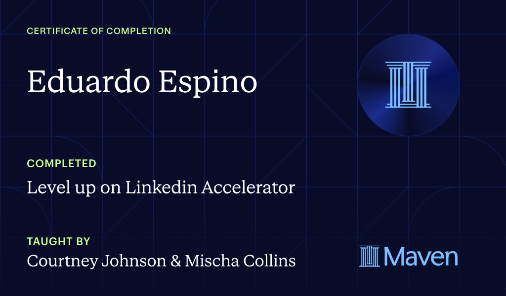 Certificate for Level up on Linkedin Accelerator