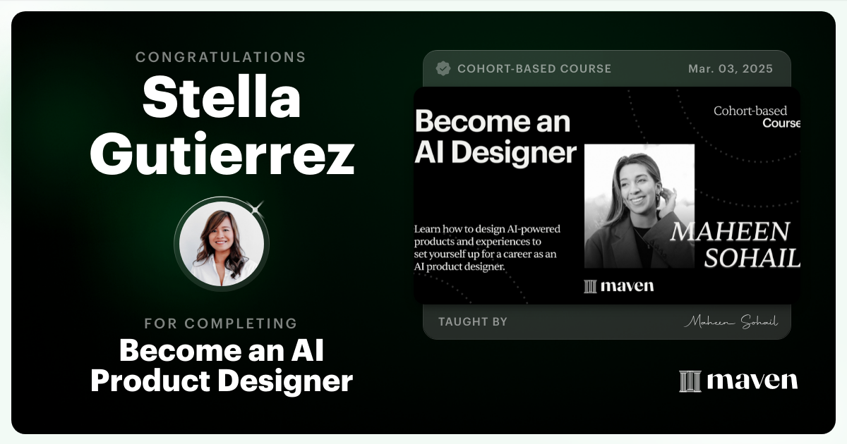 Certificate of Completion for Become an AI Product Designer