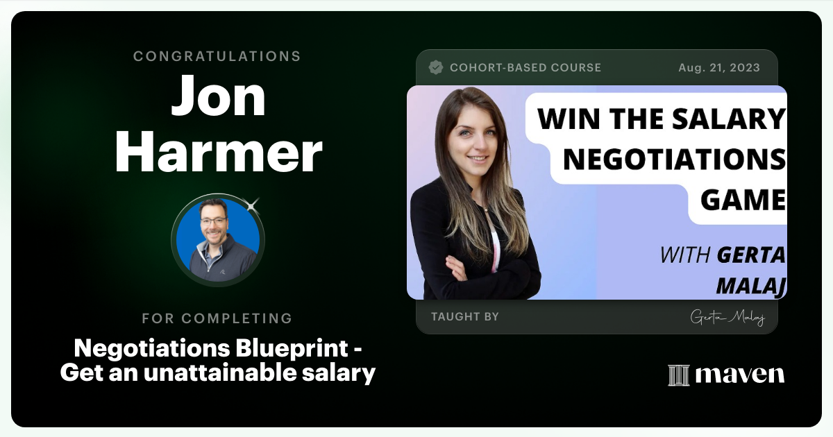 Certificate of Completion for Advanced Negotiation Skills for the Workplace