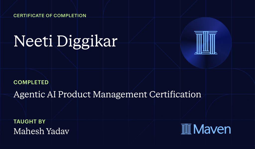 Certificate for Agentic AI Product Management Certification