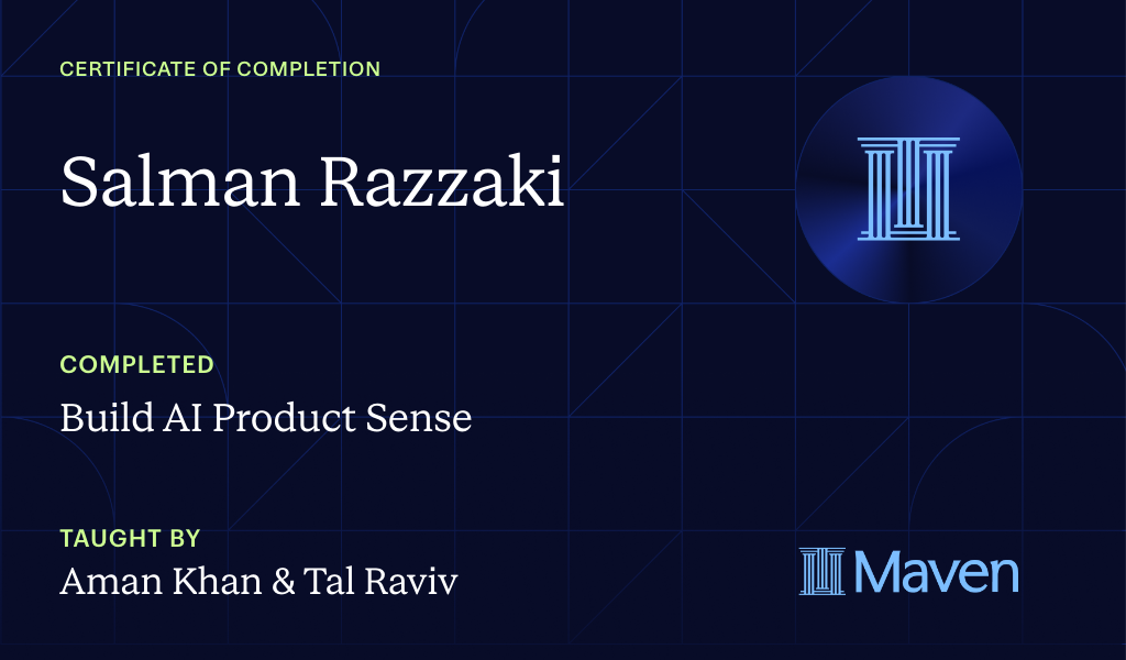Certificate for Build AI Product Sense