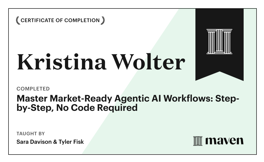 Certificate for Master Market-Ready Agentic AI Workflows: Step-by-Step, No Code Required