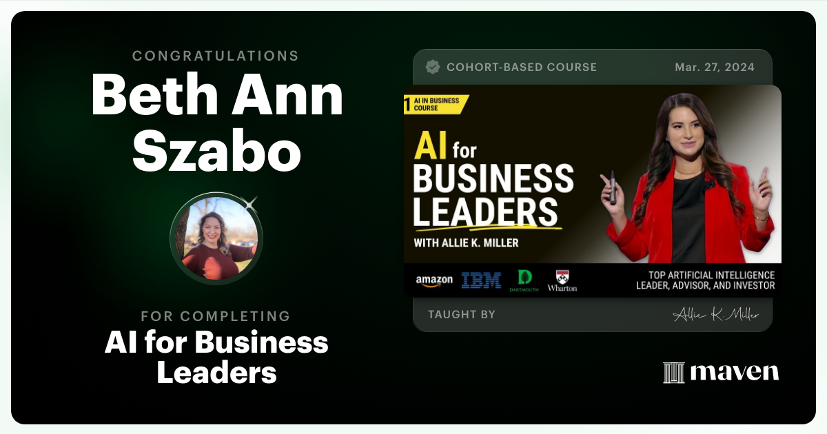 Certificate of Completion for AI for Business Leaders