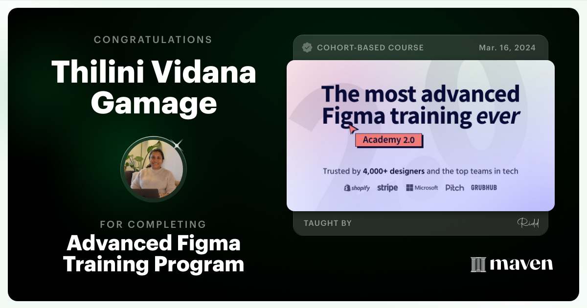 Certificate of Completion for Advanced Figma Training Program