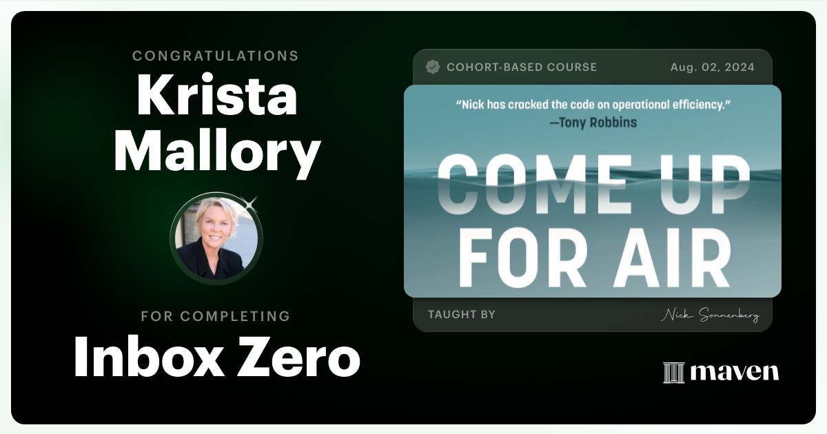 Certificate of Completion for Inbox Zero