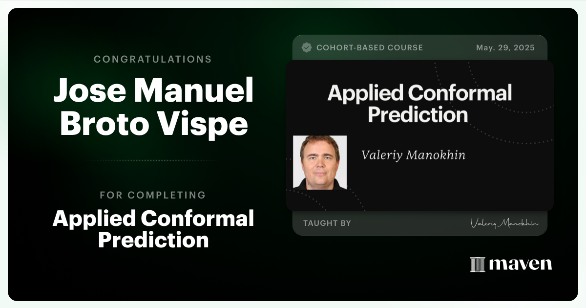 Certificate of Completion for Applied Conformal Prediction