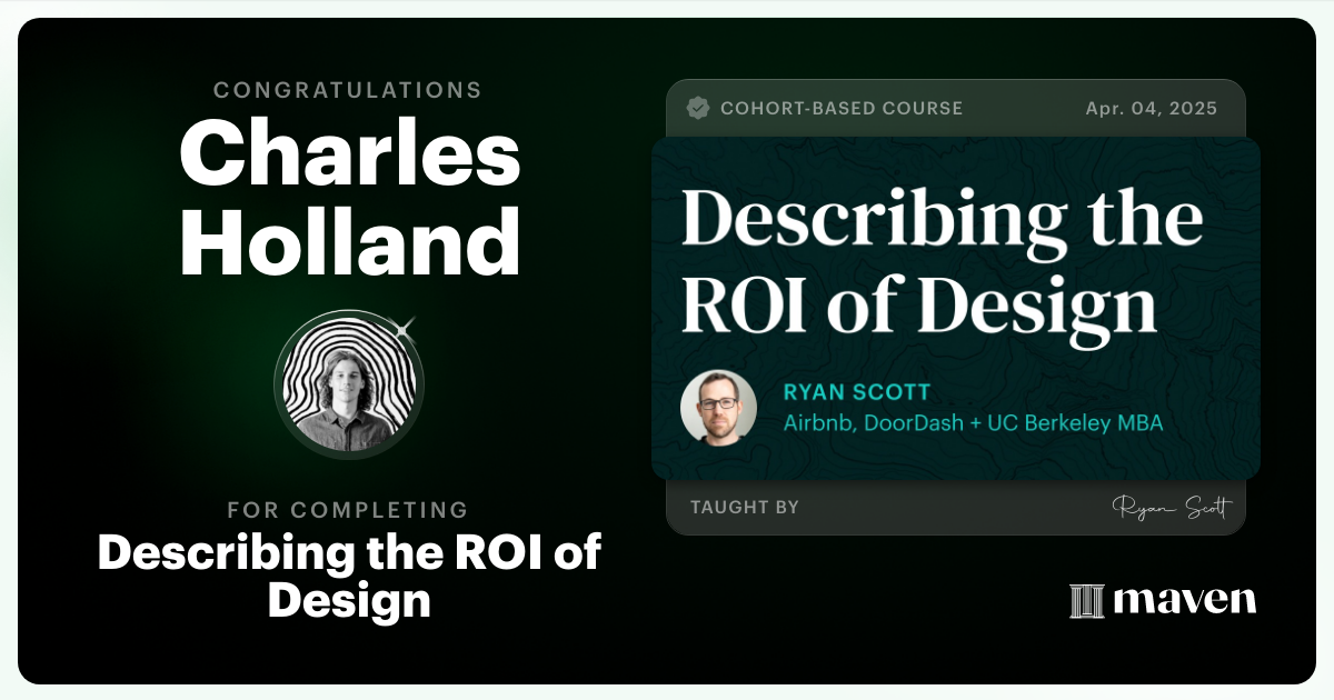 Certificate of Completion for Describing the ROI of Design