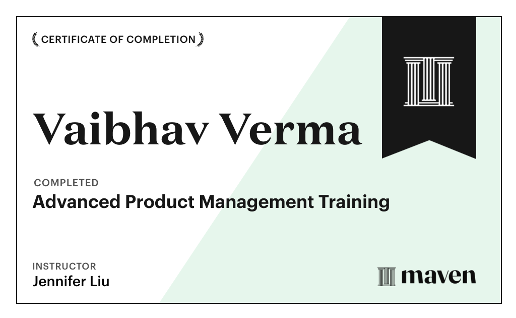 Certificate for AI Product Leadership Certification by Product Faculty