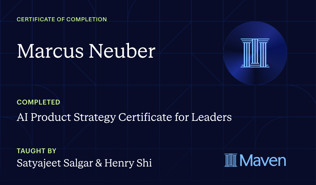 Certificate for AI Product Strategy Certificate for Leaders by Product Faculty