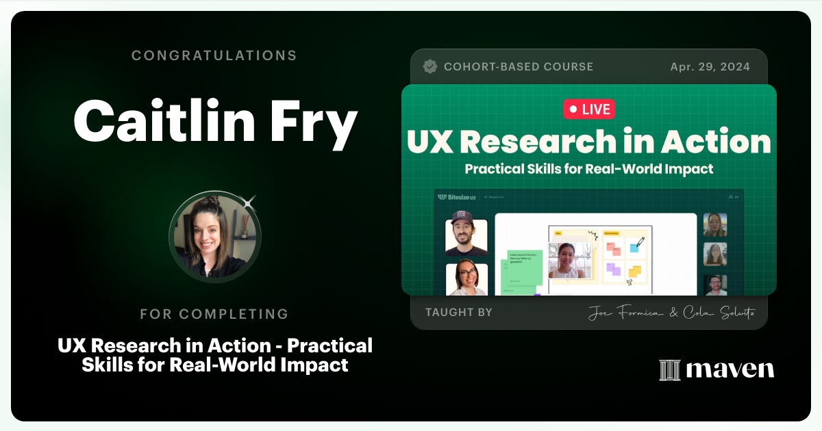 Certificate of Completion for UX Research That Gets Results