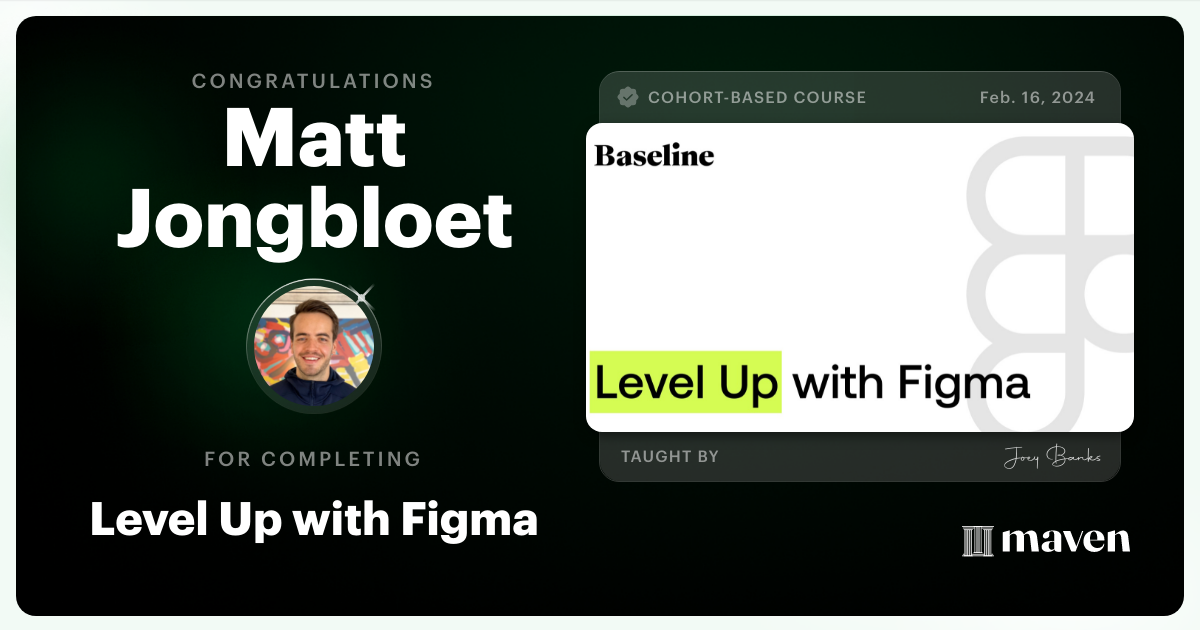 Certificate of Completion for Level Up with Figma