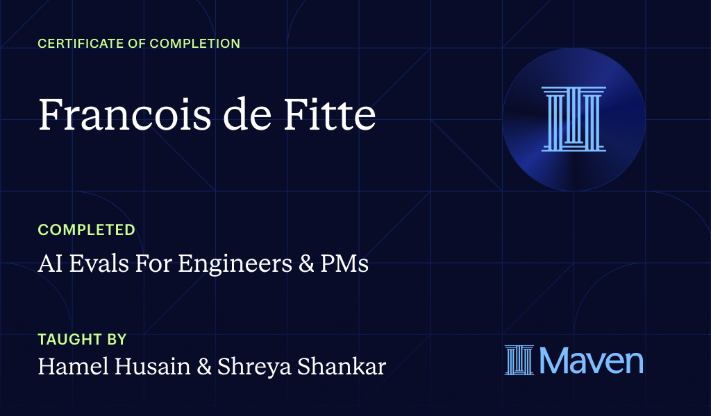 Certificate for AI Evals For Engineers & PMs