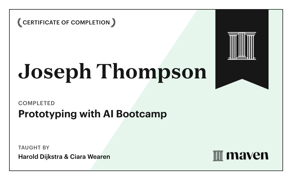 Certificate for Prototyping with AI Bootcamp
