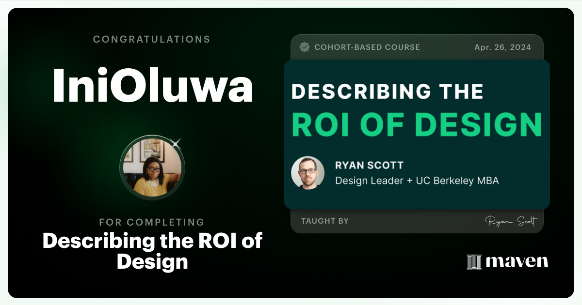 Certificate of Completion for Describing the ROI of Design