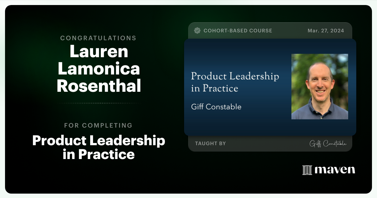 Certificate of Completion for M&A for Product Leaders