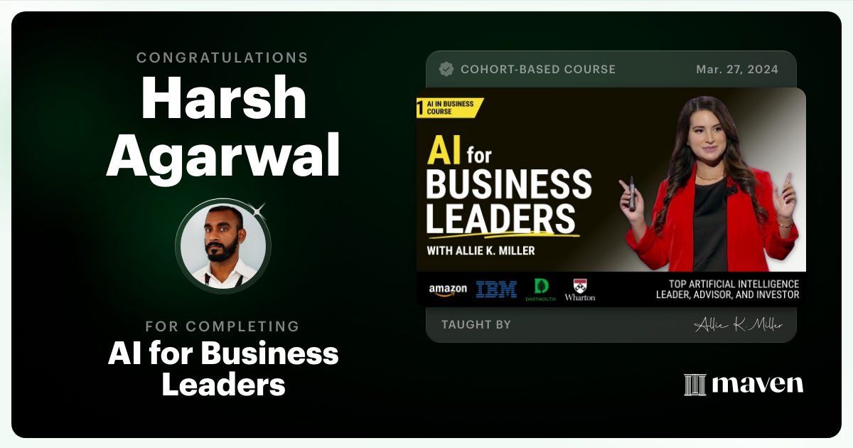 Certificate of Completion for AI for Business Leaders