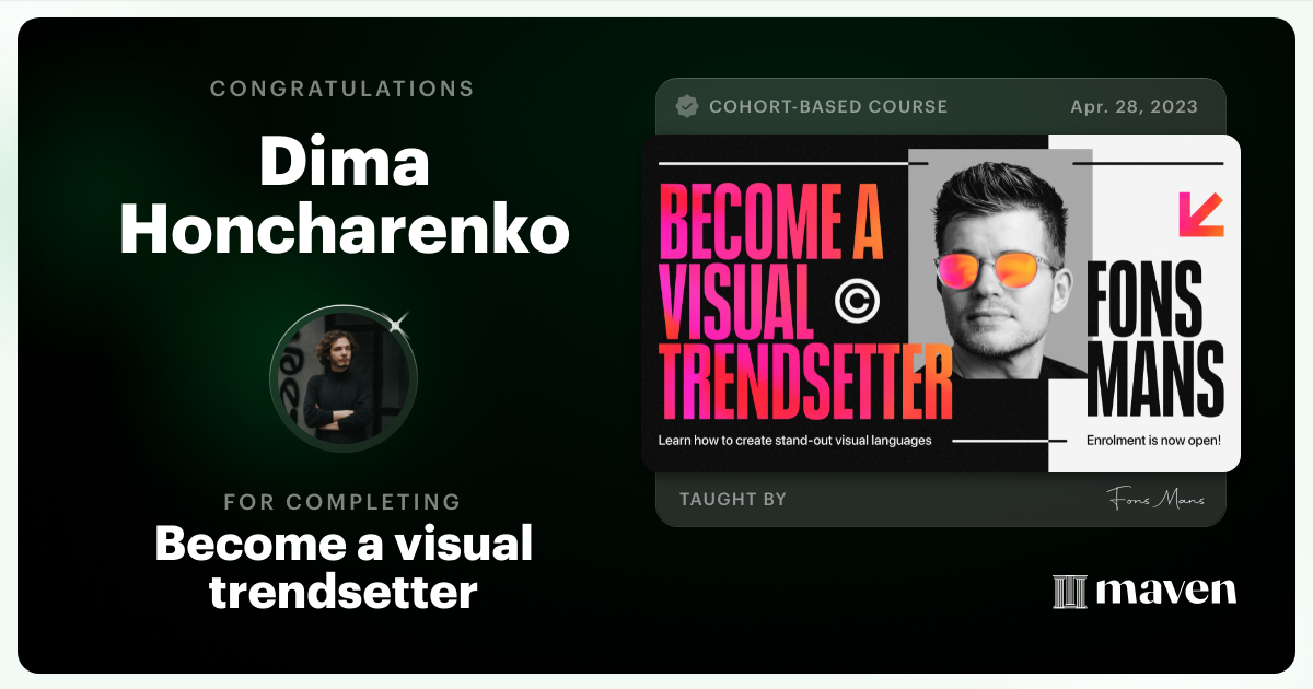 Certificate of Completion for Become a Visual Trendsetter