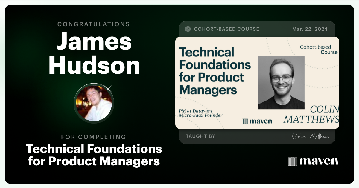 Certificate of Completion for Technical Foundations for Product Managers