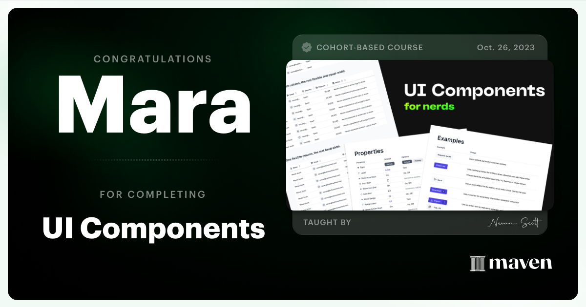 Certificate of Completion for UI Components