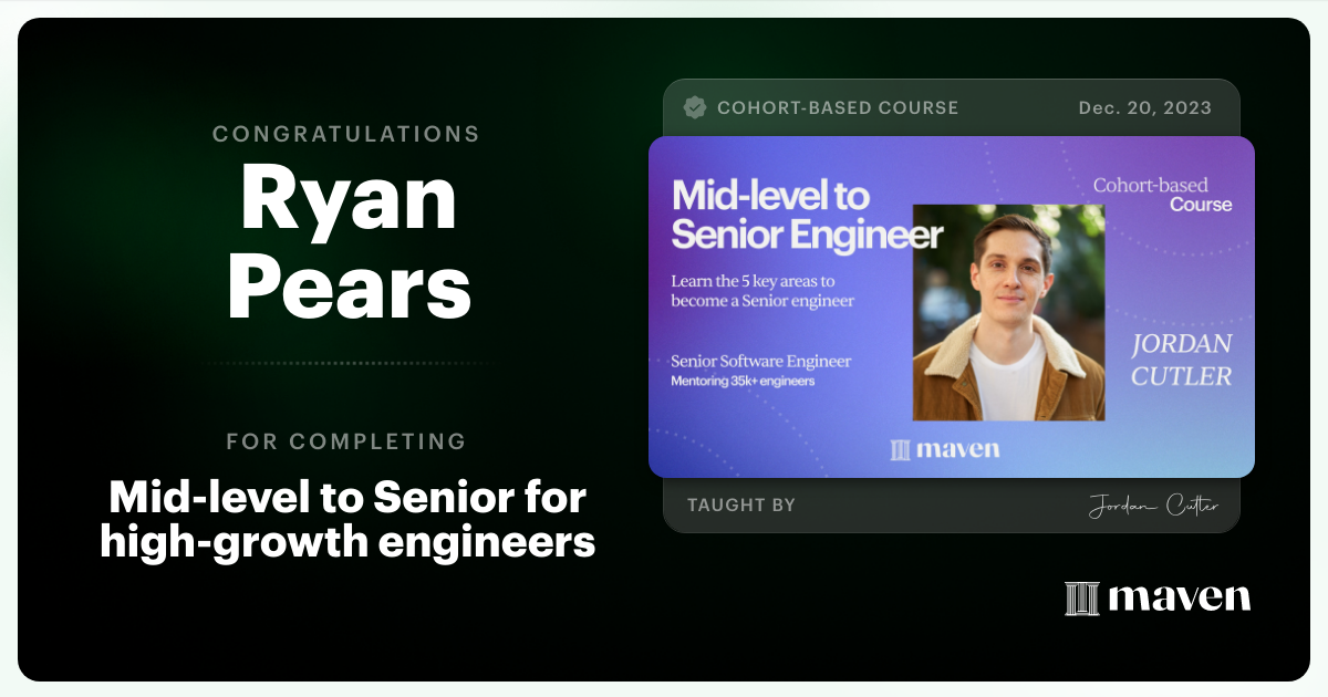 Certificate of Completion for Mid-level to Senior for high-growth engineers