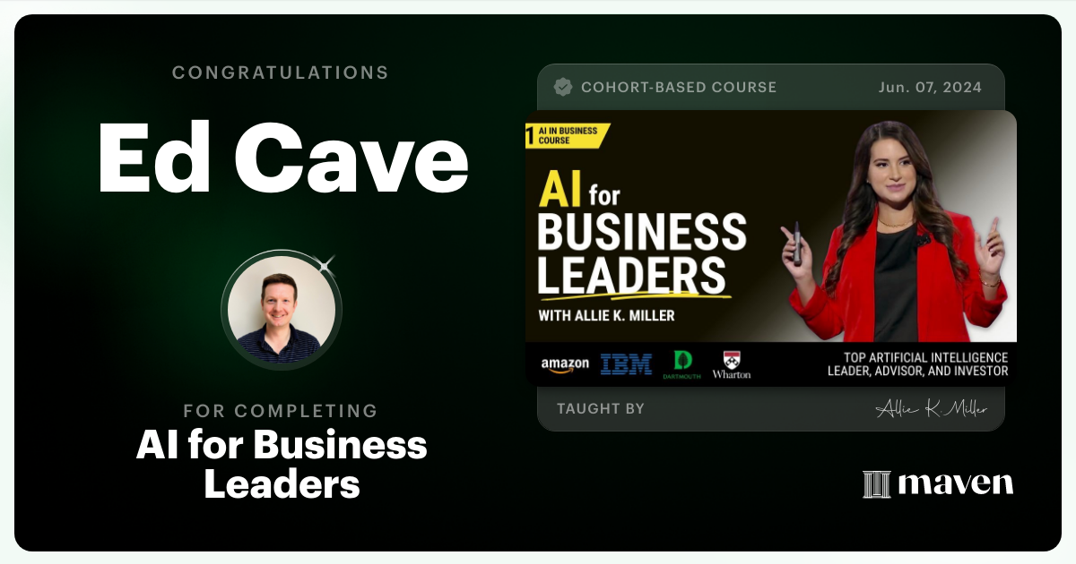 Certificate of Completion for AI for Business Leaders