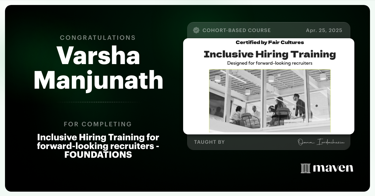 Certificate of Completion for Inclusive Hiring Training for forward-looking recruiters - FOUNDATIONS