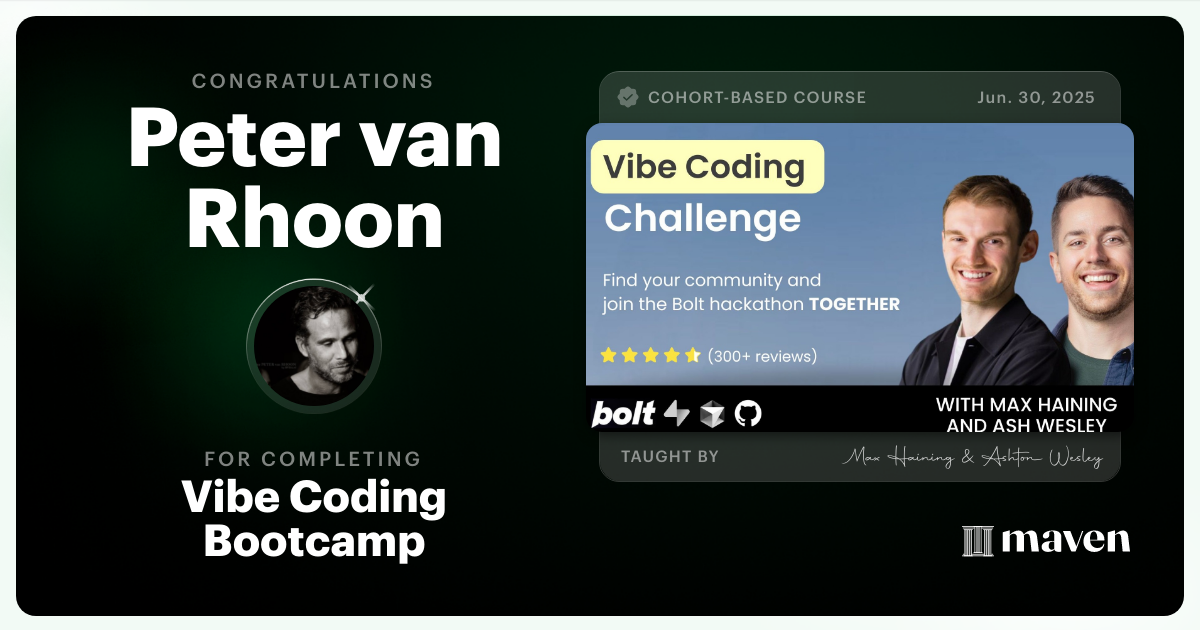 Certificate of Completion for Vibe Coding Challenge
