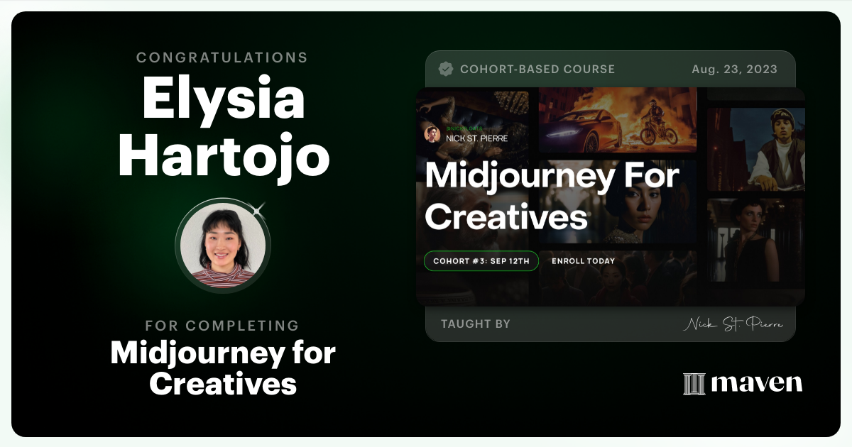 Certificate of Completion for Midjourney for Creatives