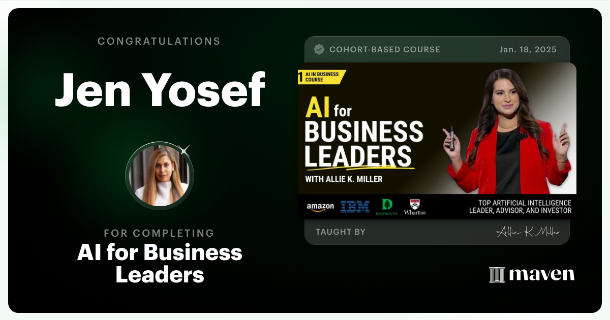 Certificate of Completion for AI for Business Leaders