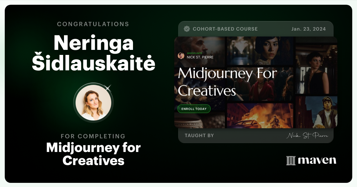 Certificate of Completion for Midjourney for Creatives