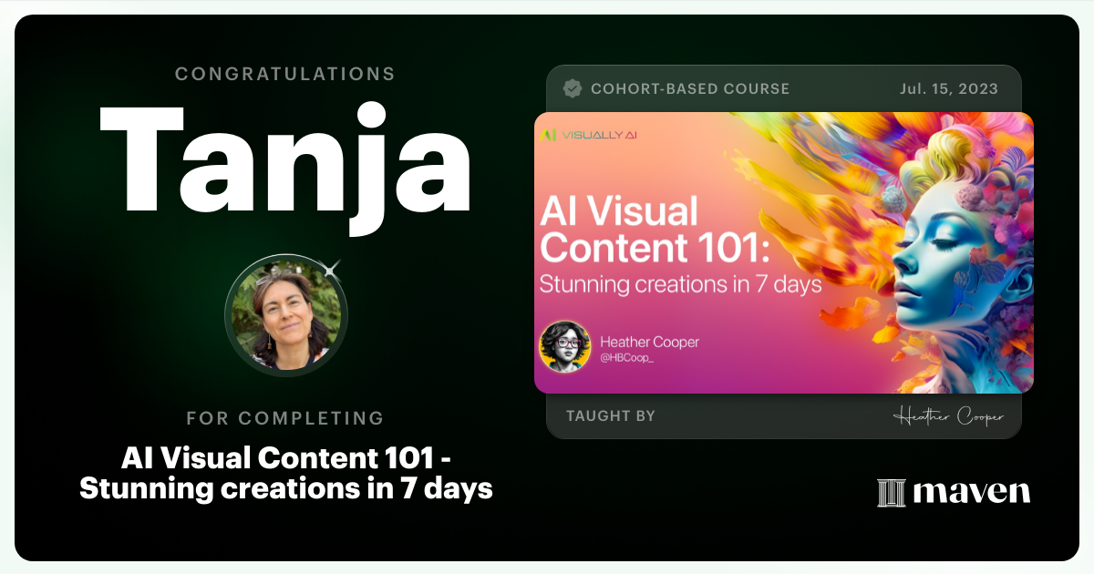 Certificate of Completion for AI Visual Content Creation 101