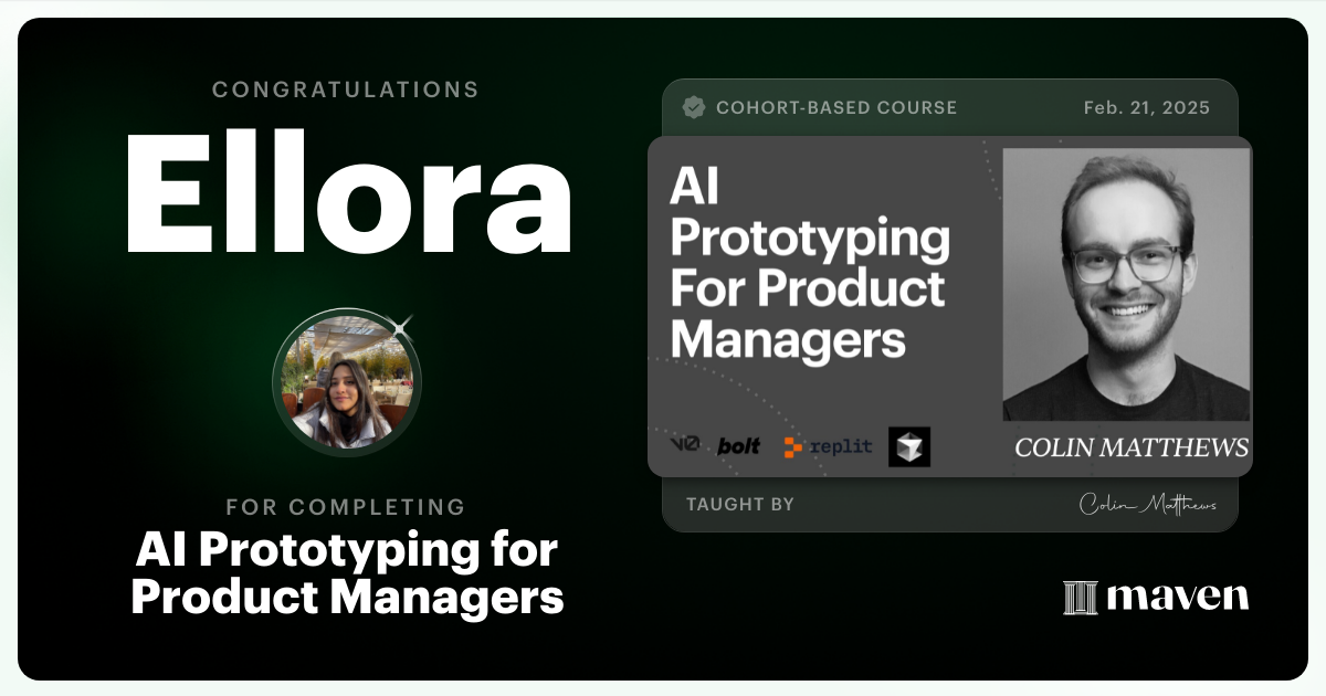 Certificate of Completion for AI Prototyping for Product Managers