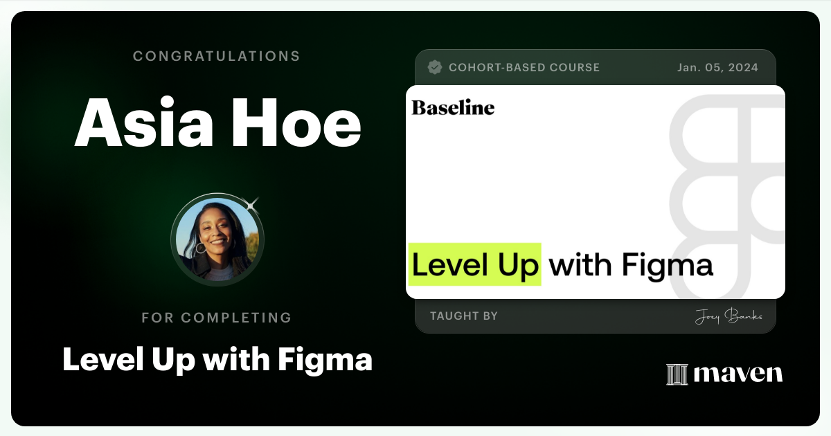 Certificate of Completion for Level Up with Figma