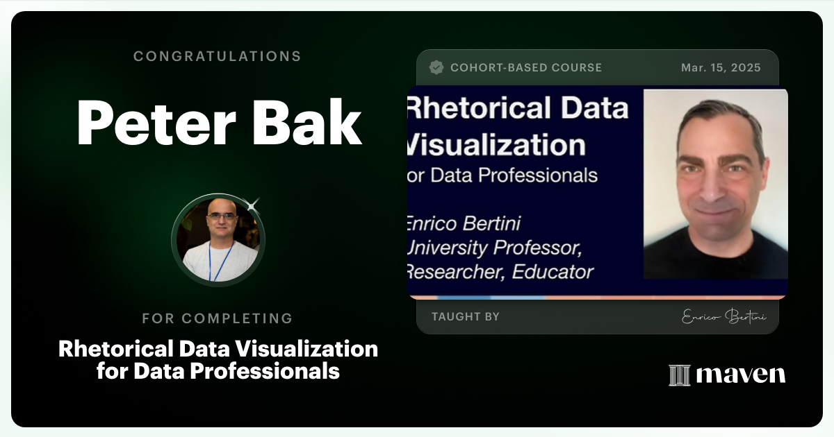 Certificate of Completion for Think Effectively with Data Visualization